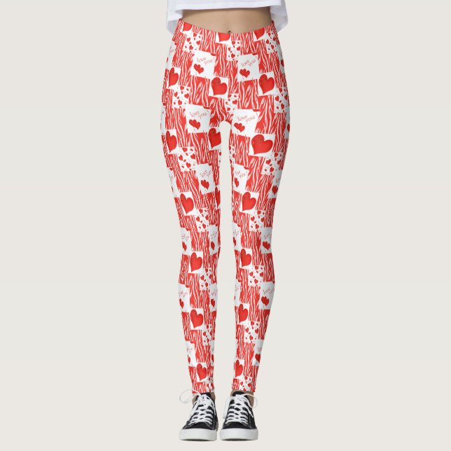 Leggings Coeurs rouges, amour. (Devant)