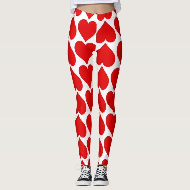 Leggings Coeurs rouges Motif, Romantique, Amour (Devant)