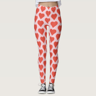 Leggings Coeurs rouges sur les guêtres roses