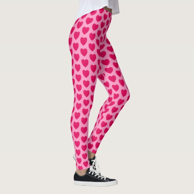 Leggings Coeurs satinés - Pastel et Fuchsia rose (Droite)