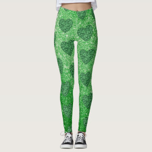 Leggings Coeurs Shamrocks de l'Jour de l'Saint Patrick vert