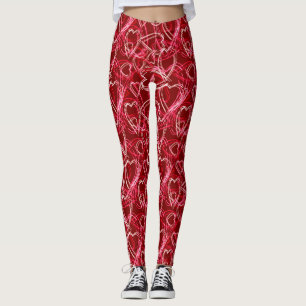 Leggings Coeurs tendance Motif Romantique Ruby Rouge