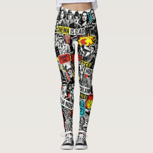 Leggings Collage d'autocollants de cinéma classique rétro -