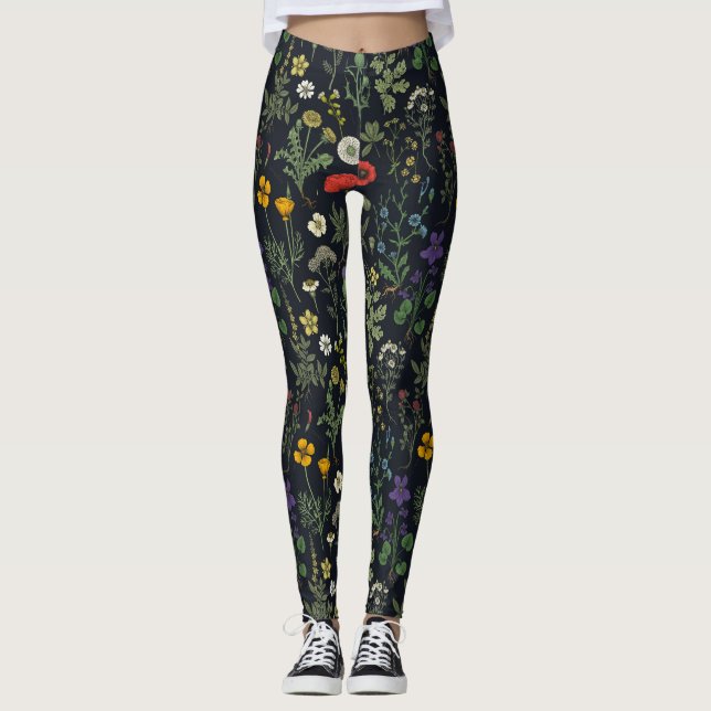 Leggings Collage de fleurs sauvages (Devant)