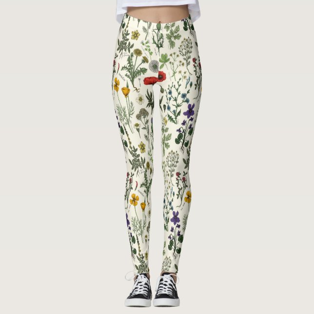 Leggings Collage de fleurs sauvages (Devant)