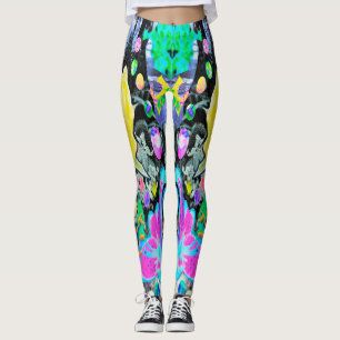 Leggings Collage de lis Stargazer, rose et hibiscus rose