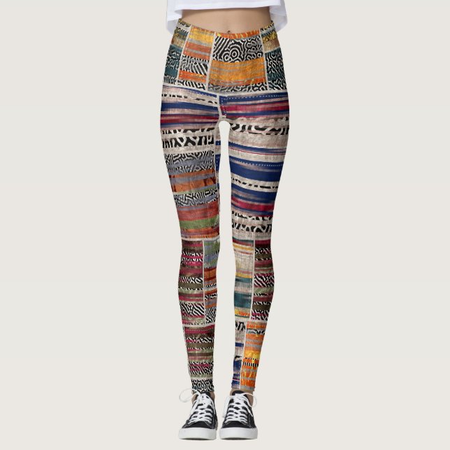 Leggings Collage de patchwork : motif de courtepointe mixte (Devant)