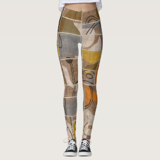 Leggings Collage de patchwork, motif de mixage de courtepoi