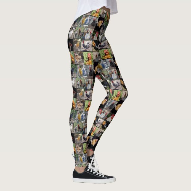 Leggings Collage De Photos De Coqs Et De Poules, (Droite)