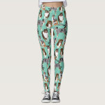Leggings Collage des bergers australiens Chiens australiens<br><div class="desc">Un assortiment de mignons Aussies décorent ces légumineuses. Ce collage avec des illustrations de style réaliste de chiens bergers australiens est dressé contre un arrière - plan vert menthe.</div>
