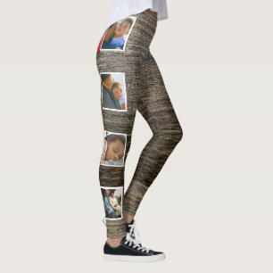 Leggings Collage Famille Photos Souris Ajouter Photos Bois 