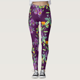 Leggings Collage floral, motif transparent, numérique abstr