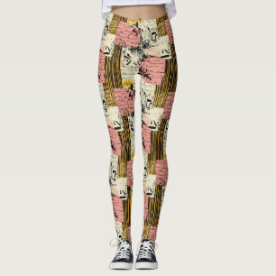 Leggings Collage mixte vintage - Papier en détresse (2)