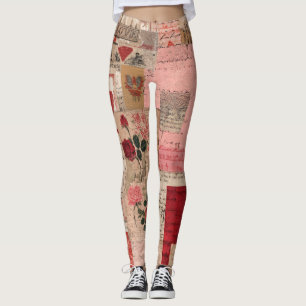 Leggings Collage Rose Romantique Vintage (1)