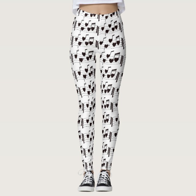 LEGGINGS ***COLLANT À NOTES DE MUSIQUE DE COEUR** POUR ELLE (Devant)