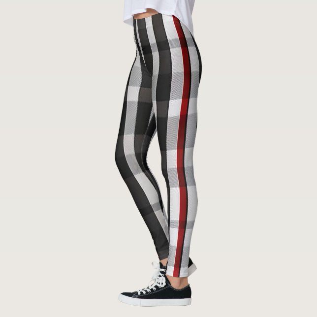 Leggings Collection Abstraite Red Black Plaid (Gauche)