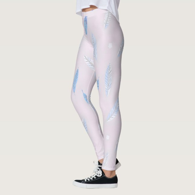 Leggings Collection de Luxe Plumes Bohème Tendance (Gauche)