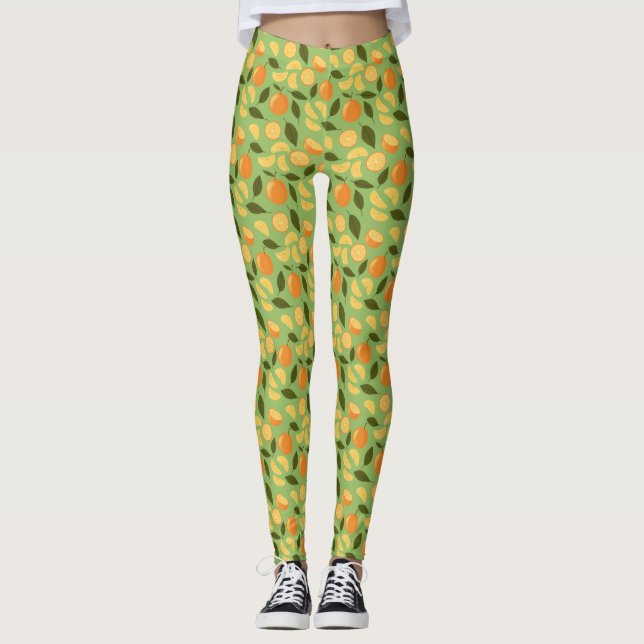 Leggings Collection de Motifs de paniers de fruits - Orange (Devant)