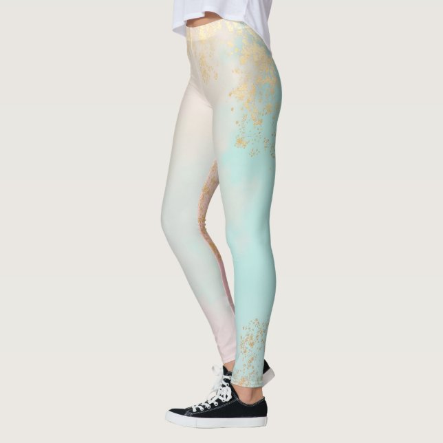 Leggings Collection Luxe Moderne Or Rose Pâle Menthe Douce (Gauche)