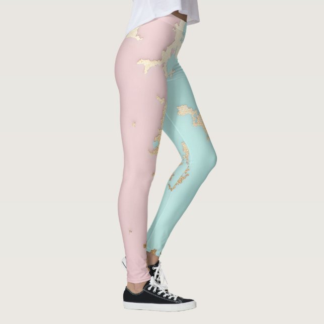 Leggings Collection Luxe Rose Pâle Menthe Or Populaire (Droite)