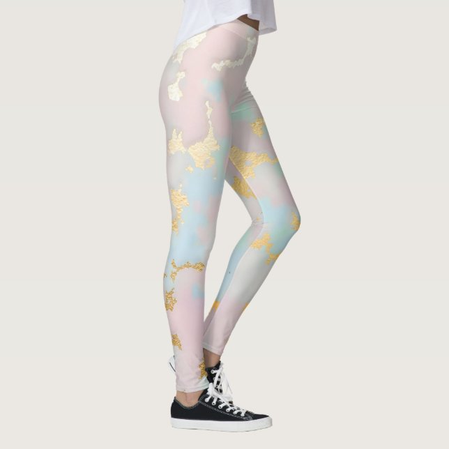 Leggings Collection Luxe Rose Pâle Menthe Or Populaire (Droite)
