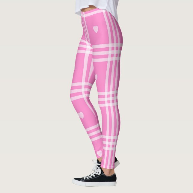 Leggings Collection moderne Plaid Pink Heart (Gauche)