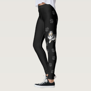 Leggings Collie Rough Merle Bleu Chien de Dessin Animé Mign