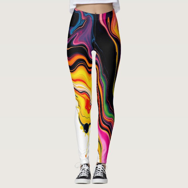Leggings Color Splash Swirl – Vibrant Abstract Drip Art (Devant)