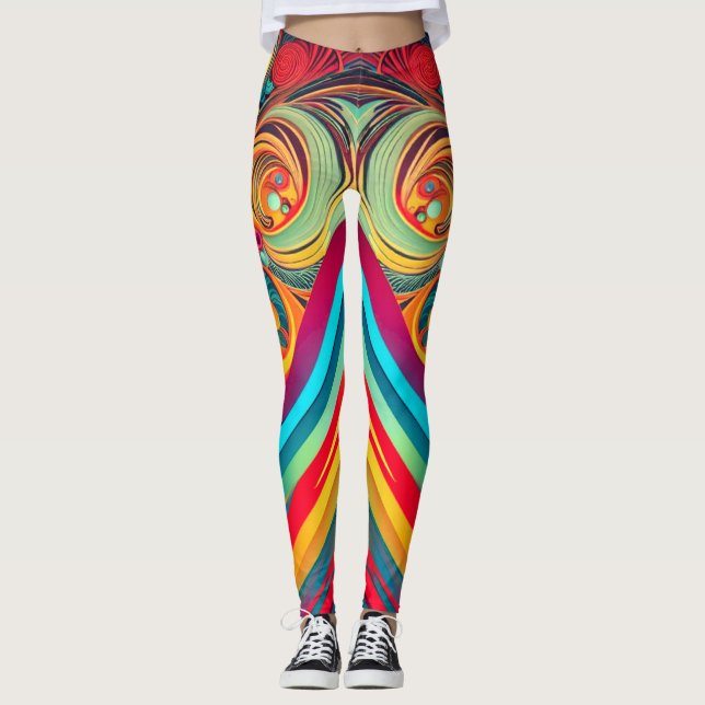 Leggings Color Wave Fusion – Modern Abstract Swirl Art (Devant)