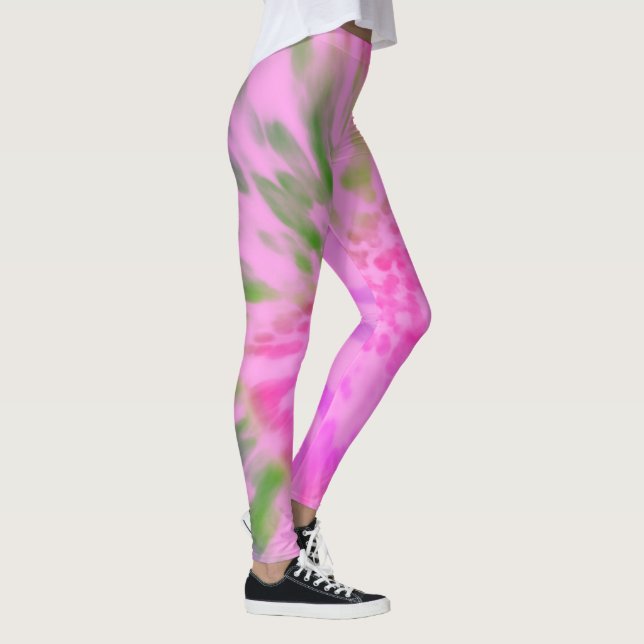 Leggings Colorant Cravate rose et vert (Droite)