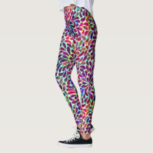 Leggings Coloré Abstrait Damas Floral