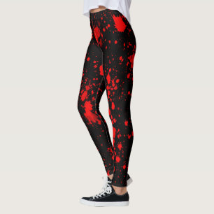 Leggings Coloré Black Red Paint Splatter Artistique Splash