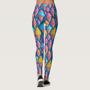 Leggings Coloré Été Crème glacée Cônes sucré Motif