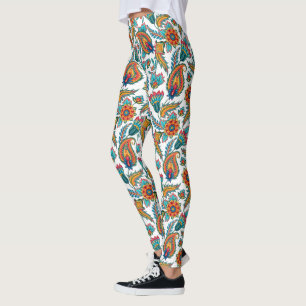 Leggings Coloré Exotic Paisley Motif Arrière - plan personn