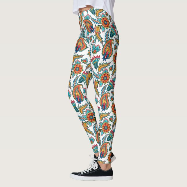 Leggings Coloré Exotic Paisley Motif Arrière - plan personn (Gauche)