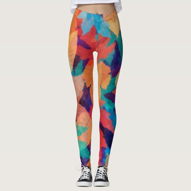 Leggings Coloré Feuilles tombés (Devant)