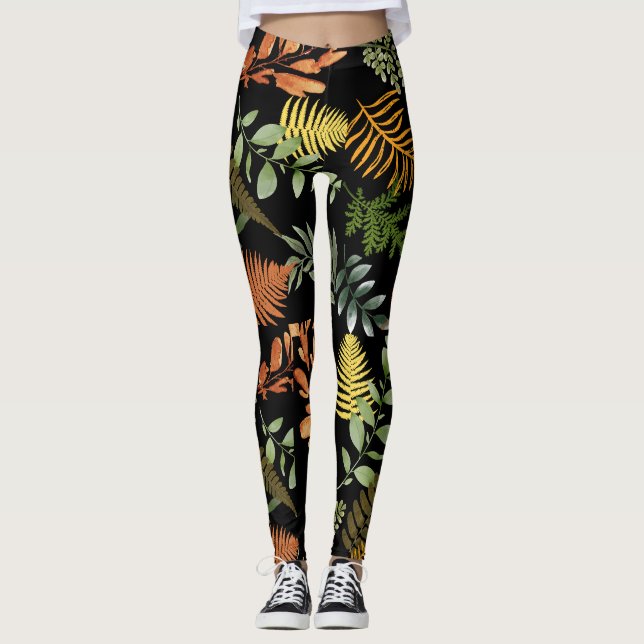 Leggings Coloré Foliage Botanique Fosse Fluale Imprimer (Devant)