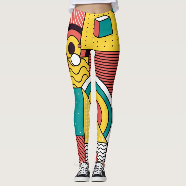 Leggings Coloré géométrique : motif abstrait. (Devant)