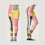 Leggings Coloré géométrique motif l Unique joli entraînemen<br><div class="desc">Motif abstrait graphique,  Joli rose,  jaune et gris avec texte noir pour l'entraînement. Un design unique en motif géométrique coloré pour elle.</div>
