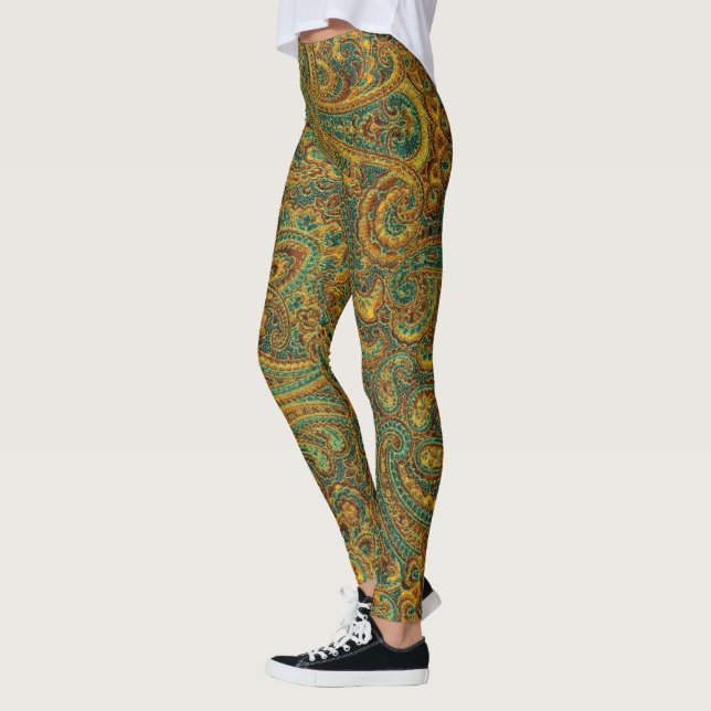 Leggings Coloré Retro Paisley Motif (Gauche)