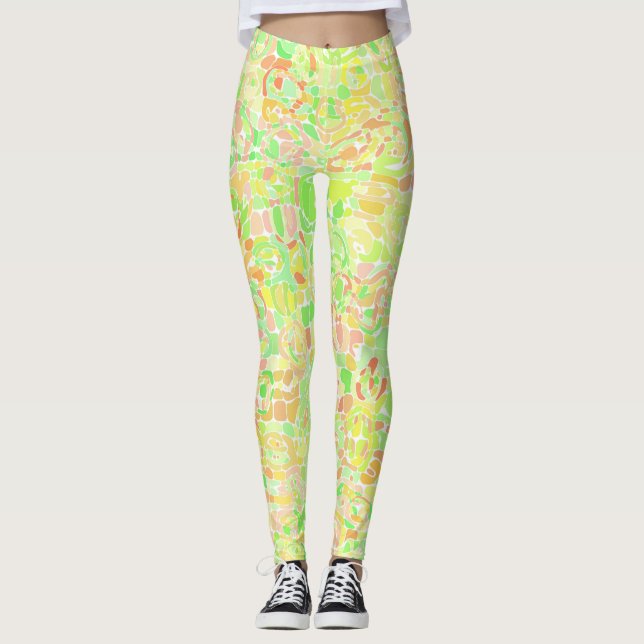 Leggings Coloré Trippy Boho Eclectique Super Blob Mosaïque (Devant)
