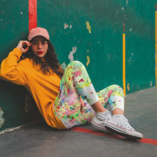 Leggings Coloré, Unique Paint Splatter Rainbow