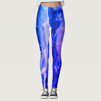 Leggings Colorée Lumineuse Abstrait Bleu Blanc Marine