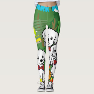 Leggings Colorée Mignonne tendance Chiots blancs Park Femme