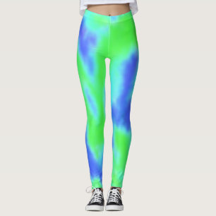 Leggings Colorful Blue Green Tie Dye look Motif Abstrait