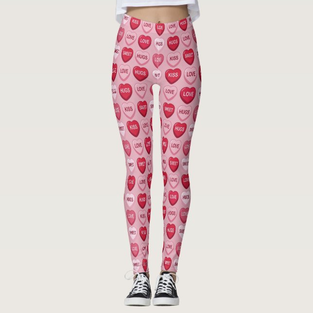 Leggings colorful candy Valentine's day heart pattern (Devant)