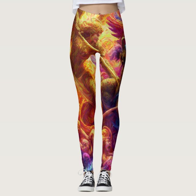 Leggings Colorful Celestial Conflict Peinture Abstraite (Devant)