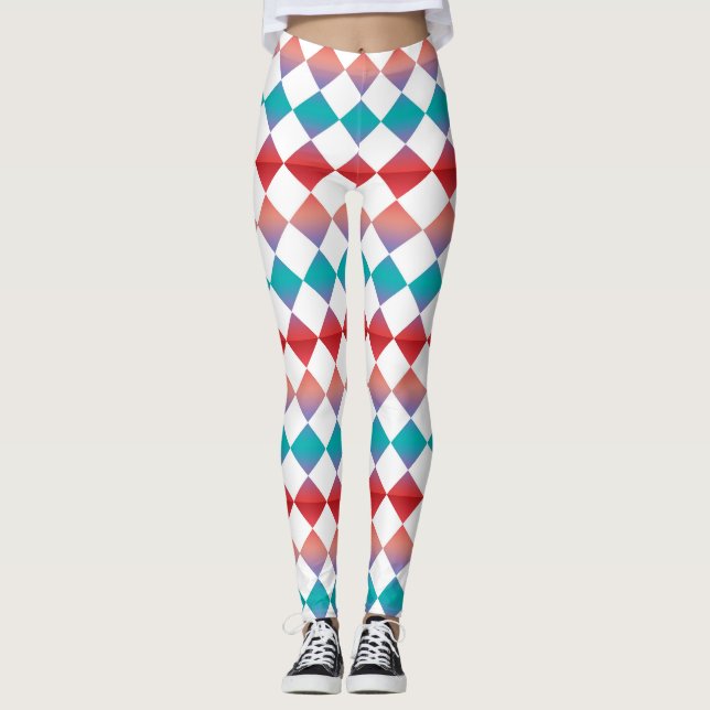 Leggings Colorful Checker Diamond Pattern (Devant)