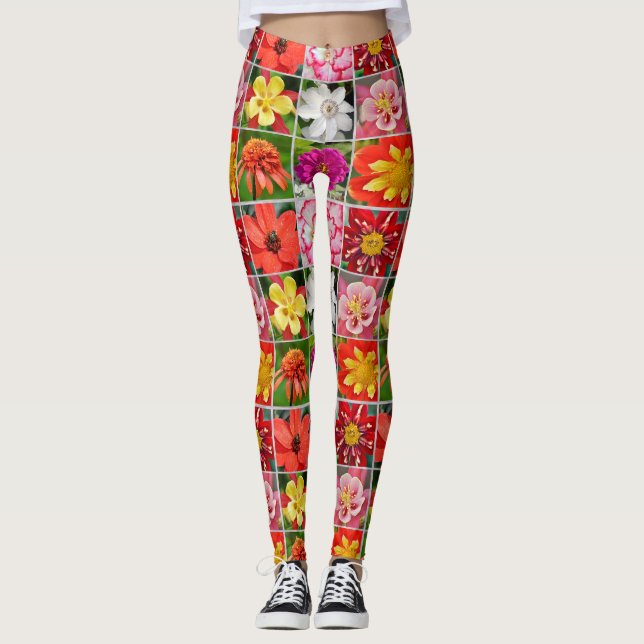 Leggings Colorful floral collage (Devant)