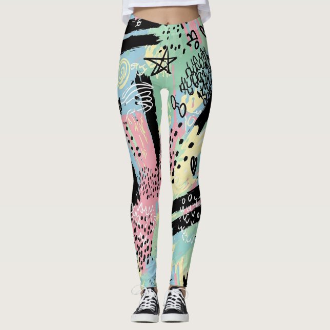 Leggings Colorful Urban Graffiti Pattern (12) (Devant)